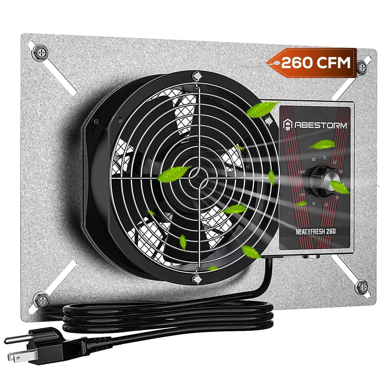 Abestorm 260cfm Crawlspace Ventilation Fan Ip-55 Rated 6.7 Inch Crawl Space Vent Fan With Humidistat & Thermostat