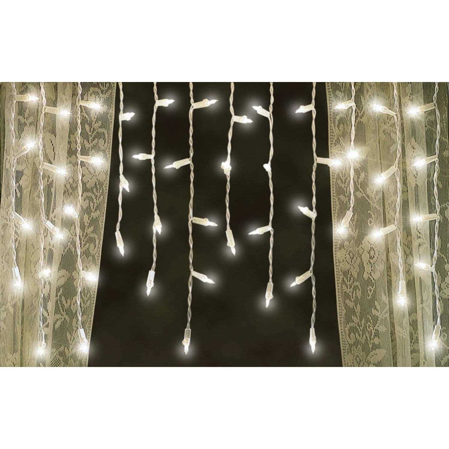 Tupkee Shimmering Twinkle Window Icicle Lights 3 Feet 50 Clear Incandescent Christmas Indoor Outdoor Random Twinkle Icicle Lights
