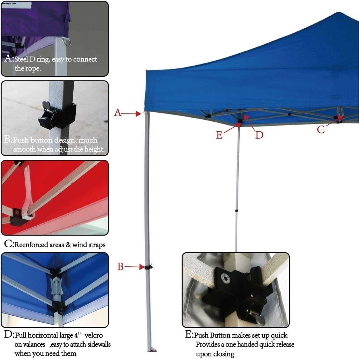 UNIQUECANOPY 10’x10′ Ez Pop Up Canopy Tent Commercial Instant Shelter with Heavy Duty Roller Bag