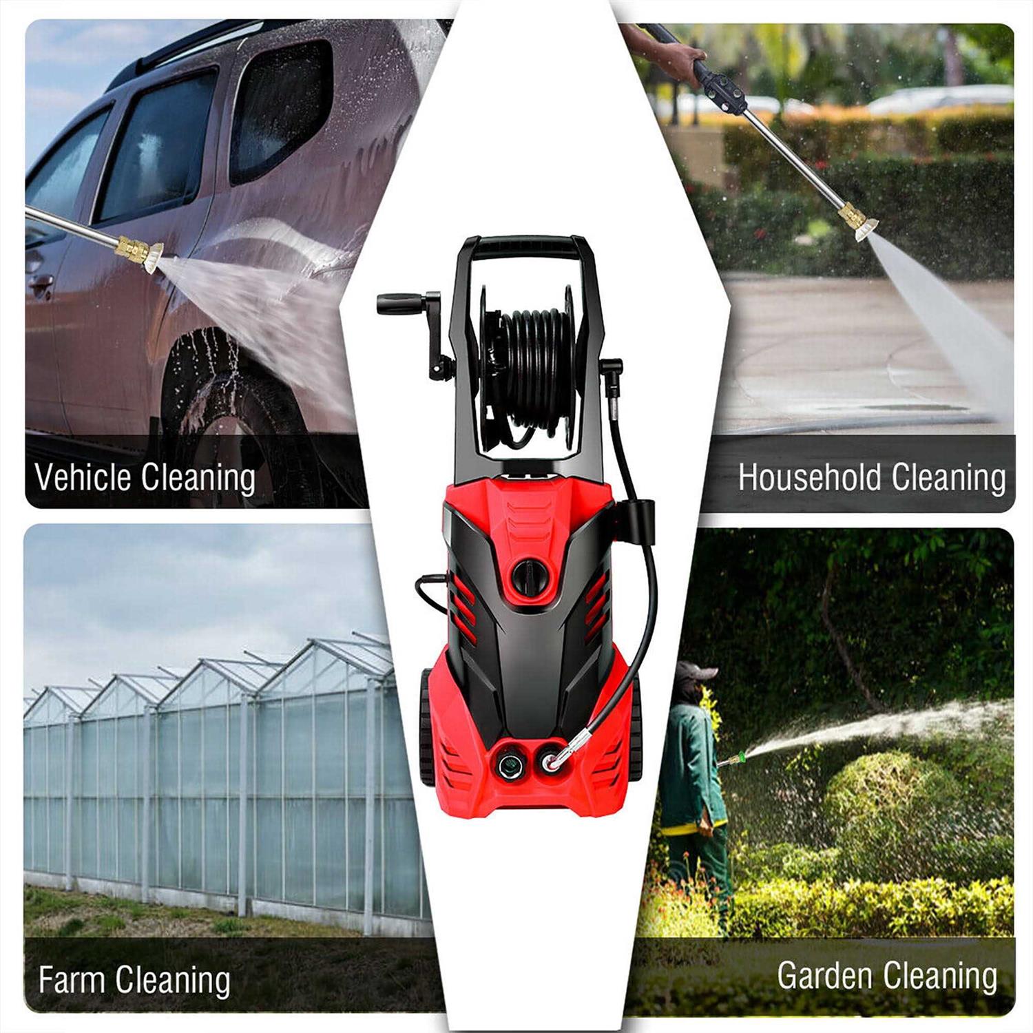 Costway 3000PSI Electric High Pressure Washer Machine 2 GPM 2000W w/ Deck Patio Cleaner