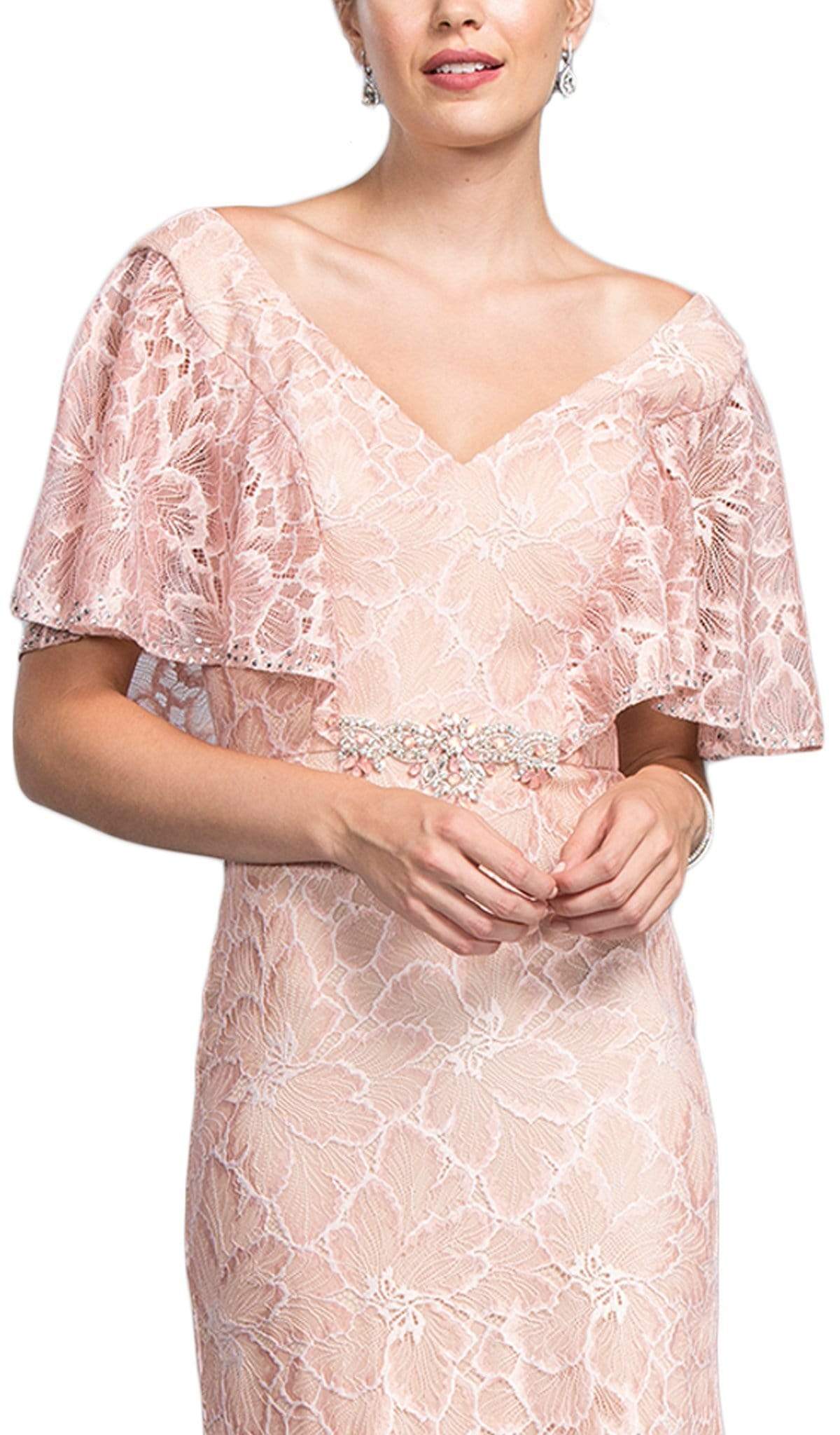 Lace Wide V-neck Mother of Bride Dress