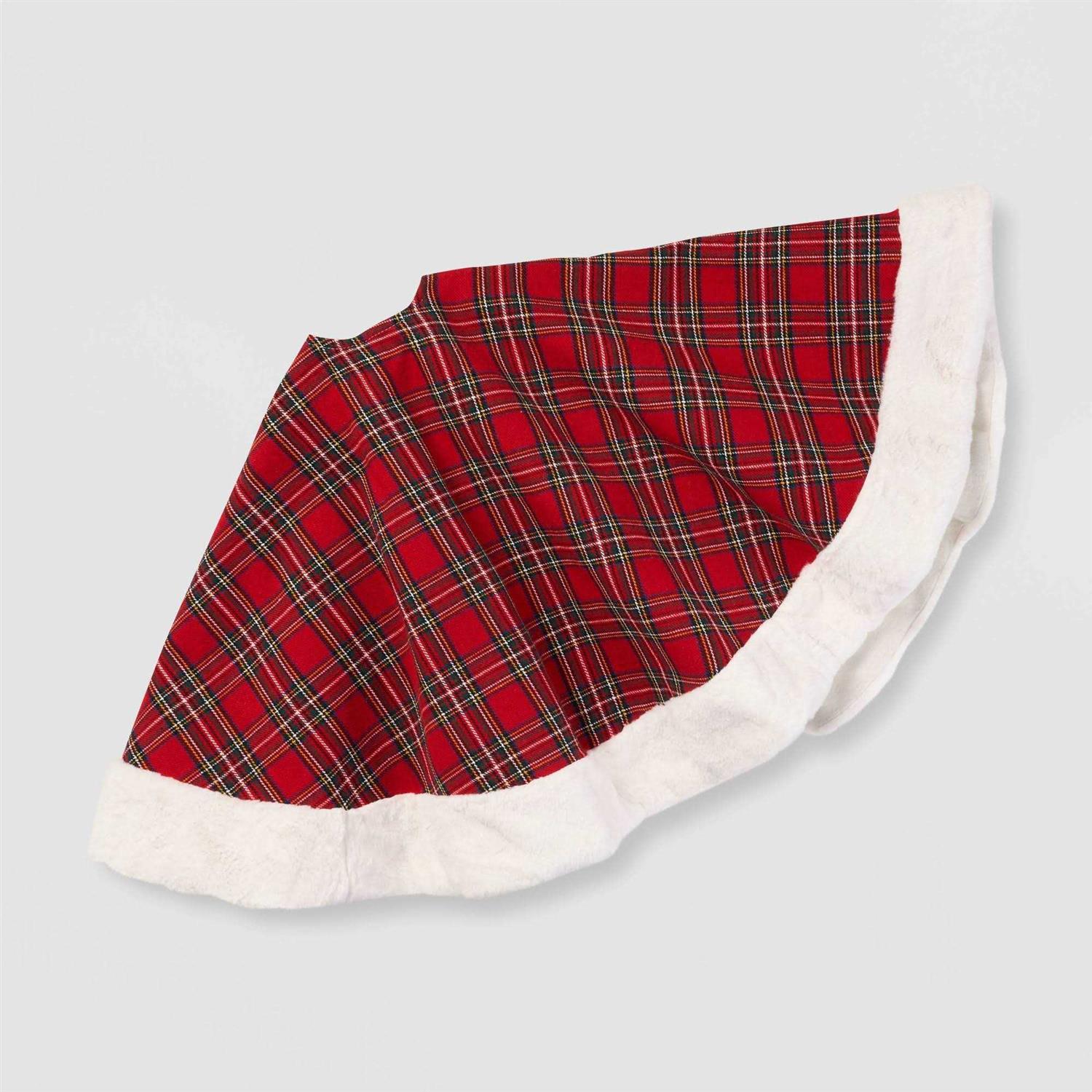 Wondershop 48 Plaid Christmas Tree Skirt Red