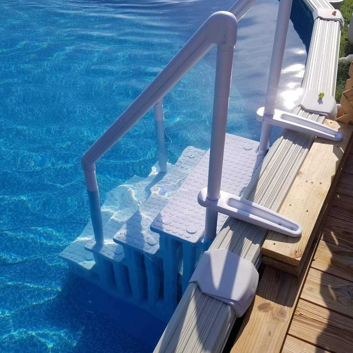 Xtremepowerus 32 inch Safety Step Above Ground Swimming Pool Ladder /w Handle Slip