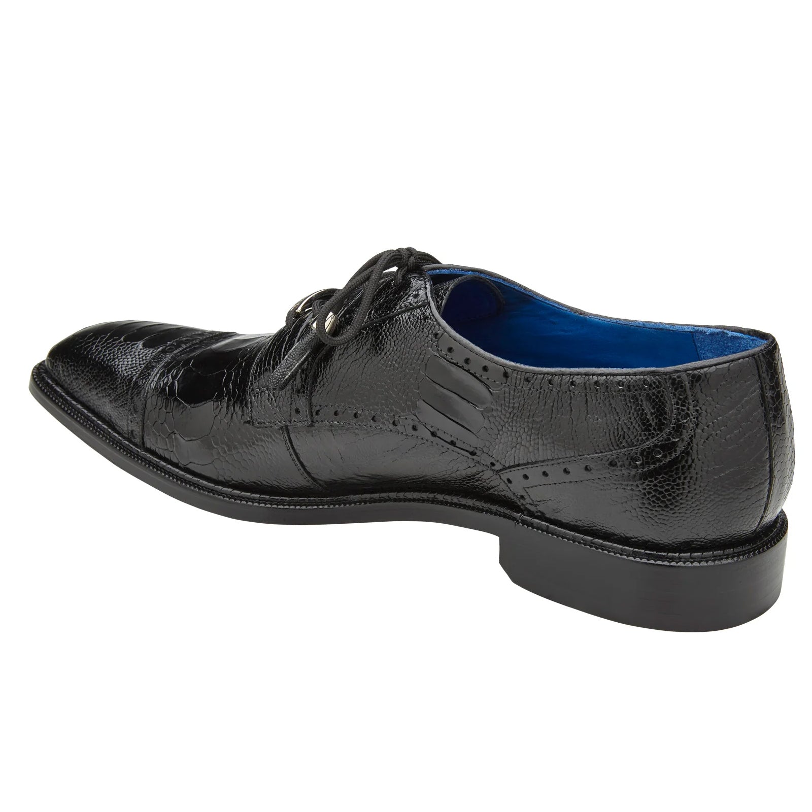 Men’s Belvedere Batta Cap Toe Ostrich Dress Shoe in Black