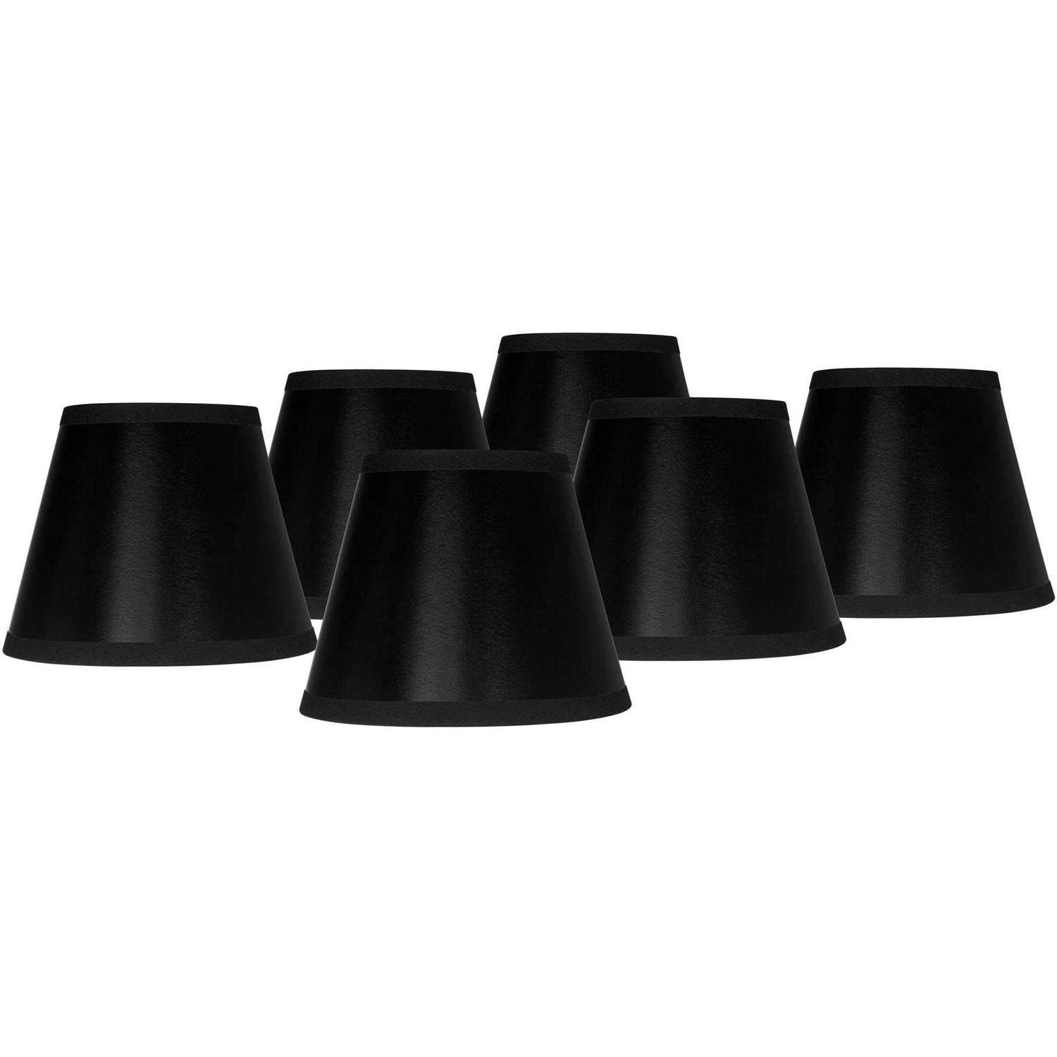 Springcrest Set Empire Chandelier Lamp Shades Black Paper Small 3 Top x 5 Bottom x 4 High Candelabra Clip-On Fitting