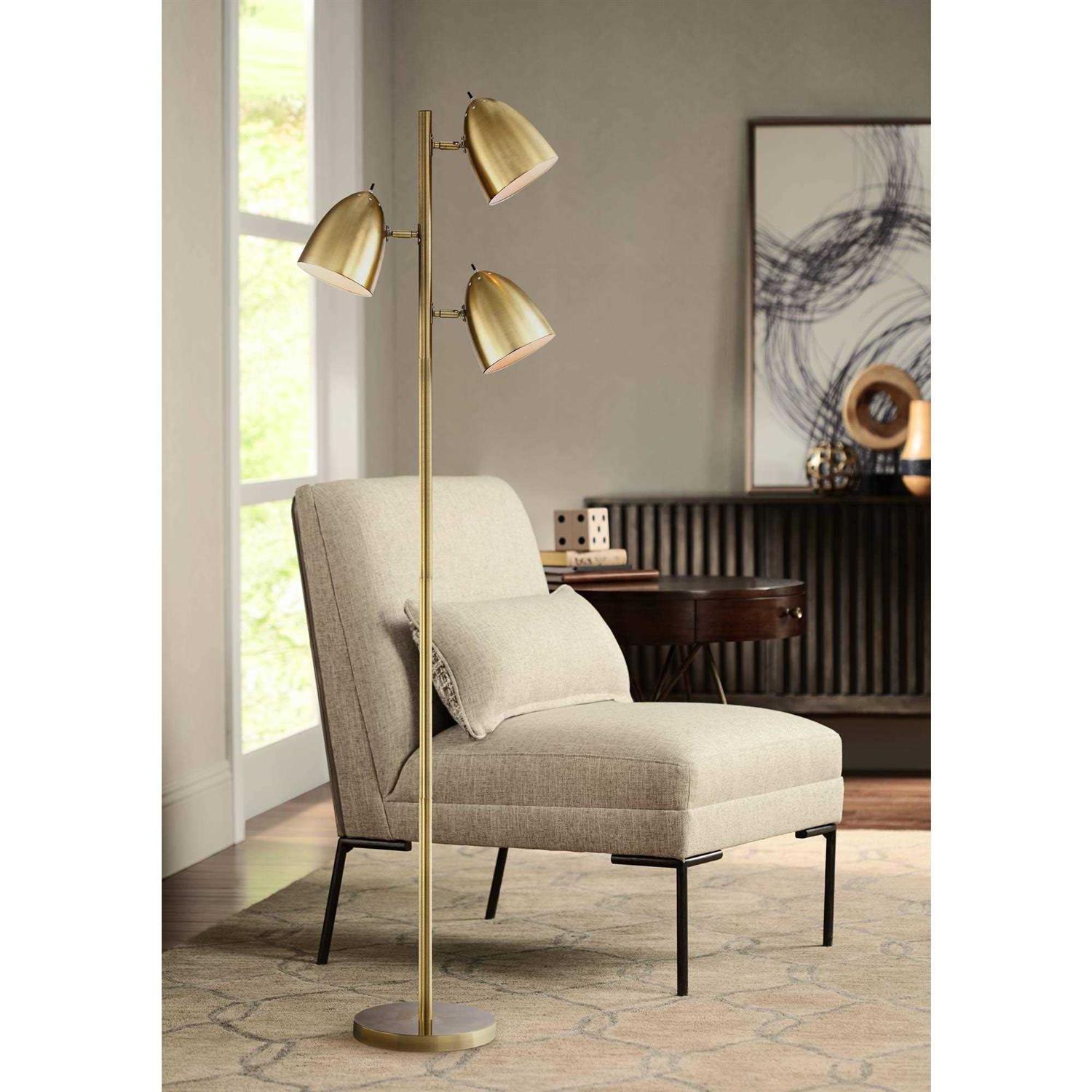 360 Lighting Aaron Aged Brass 3-Light Floor Lamp