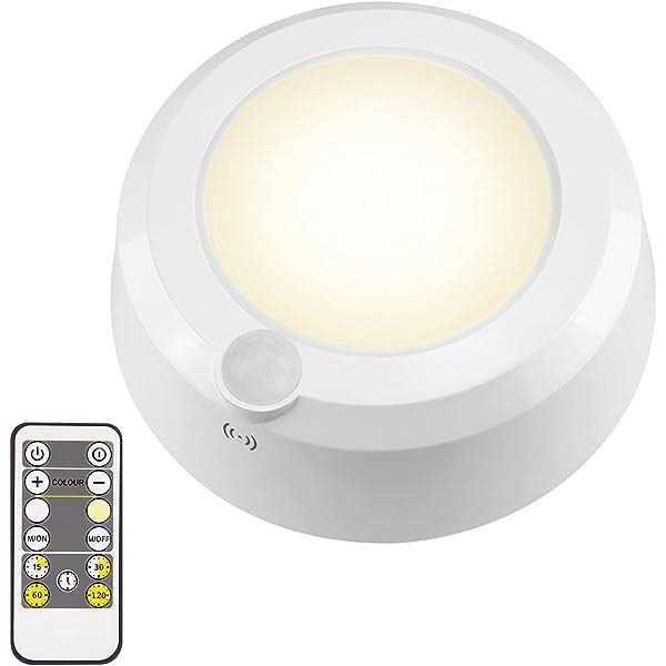 Bigmonat Battery Operated Shower Light with Motion Sensor Wireless Ceiling Light RF Remote Controlled Through Walls|Brightness Dimmable and Timer