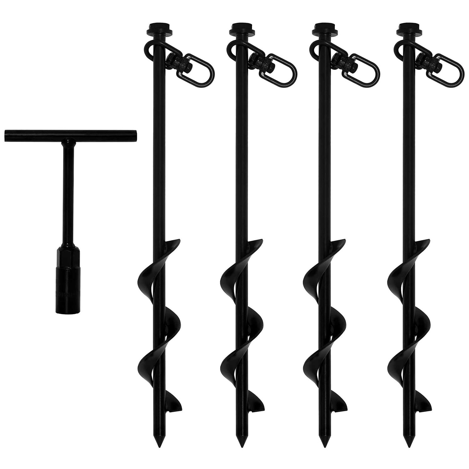 VASGOR 16” Ground Anchors Easy to Use with Drill Heavy Duty Anchor Hook for Camping Tent