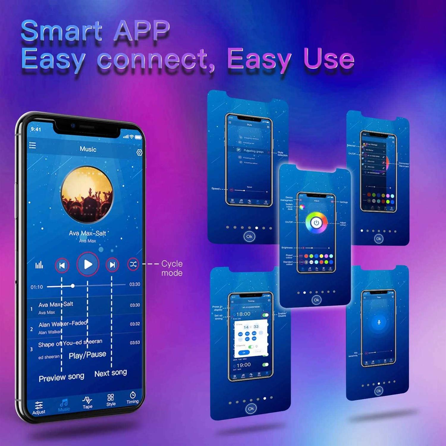 TJOY 100ft Bluetooth LED Strip Lights Smd5050 Music Sync LED Lights Strip