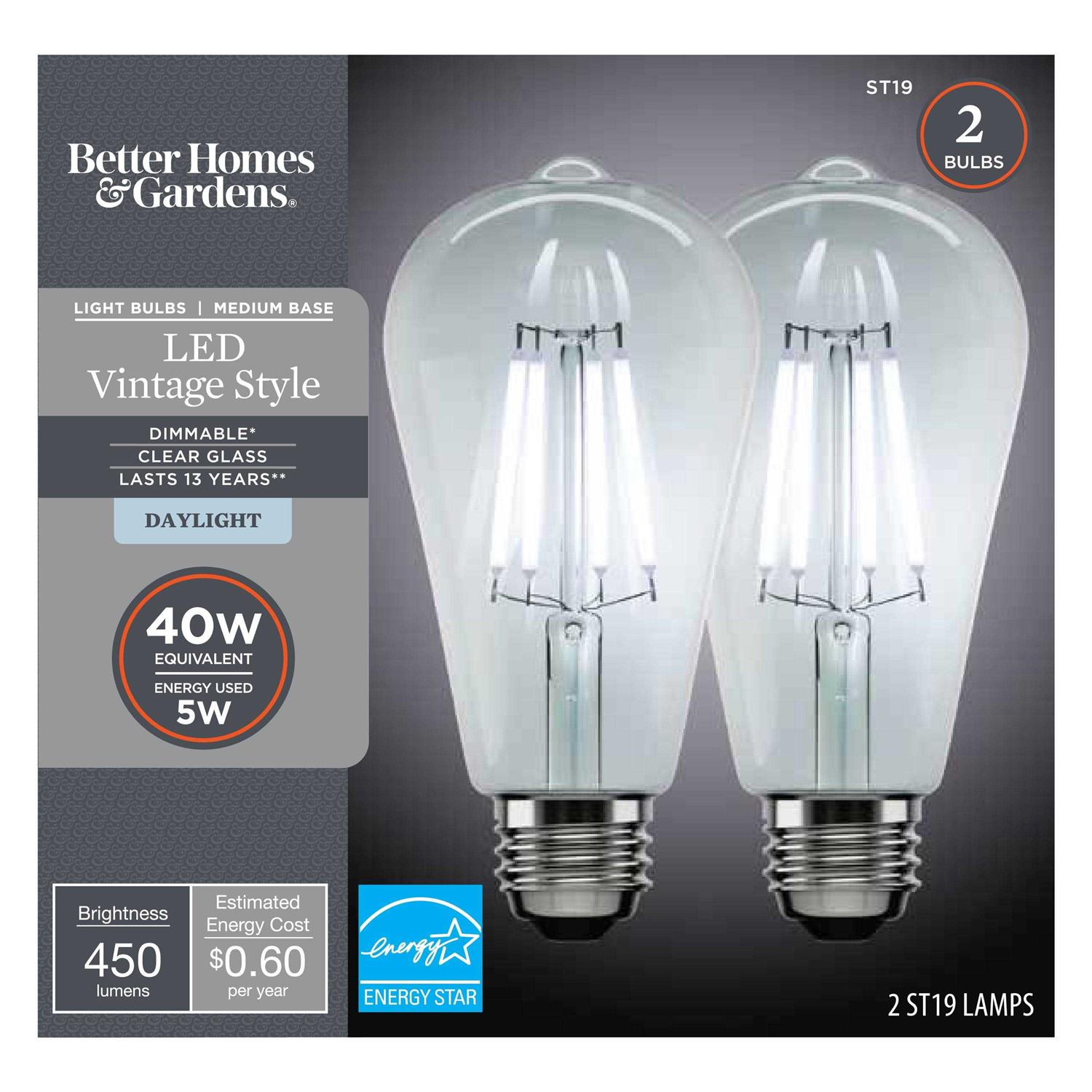 Better Homes & Gardens LED Vintage Light Bulb St19