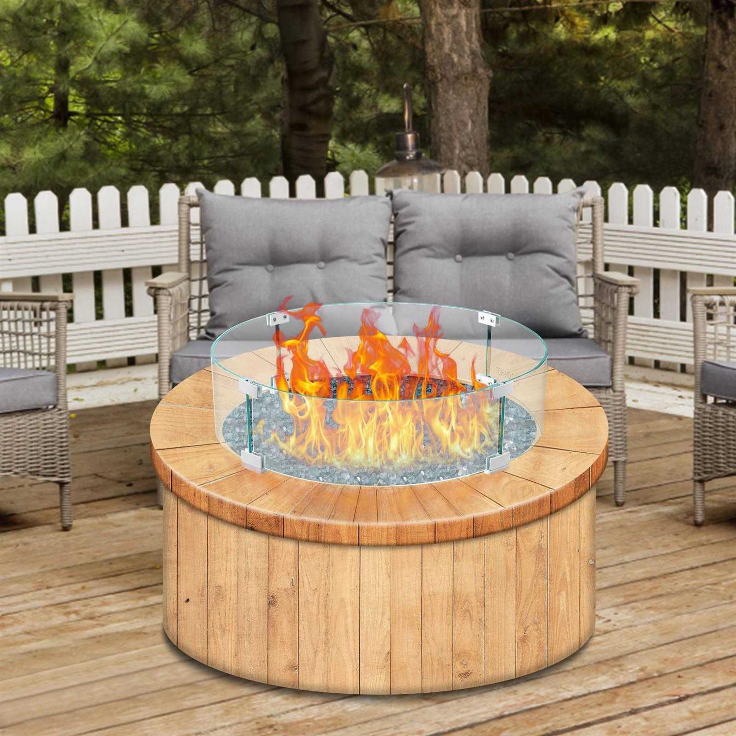 VEVOR Fire Pit Wind Guard Glass Flame Guard
