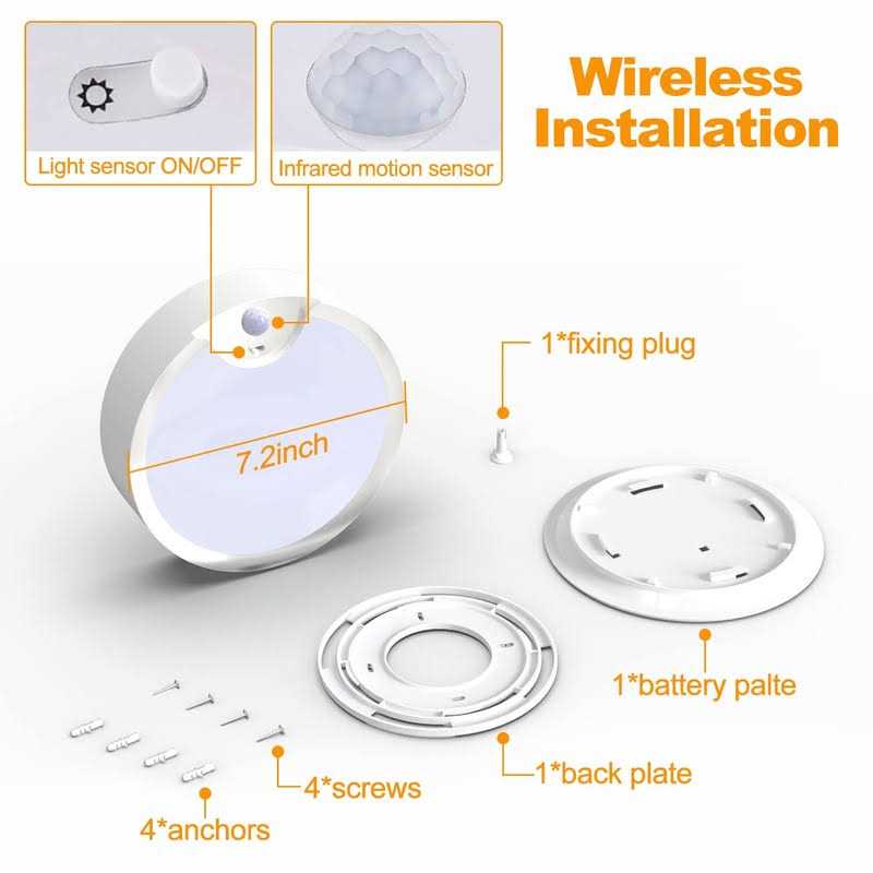 Yurnero Battery Operated Lights with Remote-Wireless Motion Sensor Ceiling Light with 400LM Dimmable 3000K/6000K-Battery Powered Ceiling Light