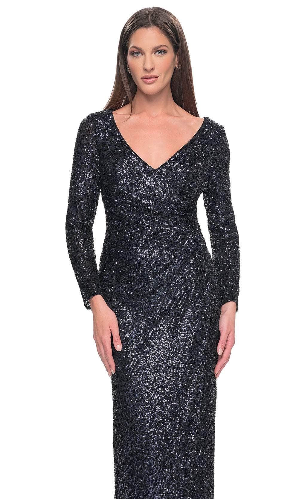 Sequin V-Neck Evening Dress