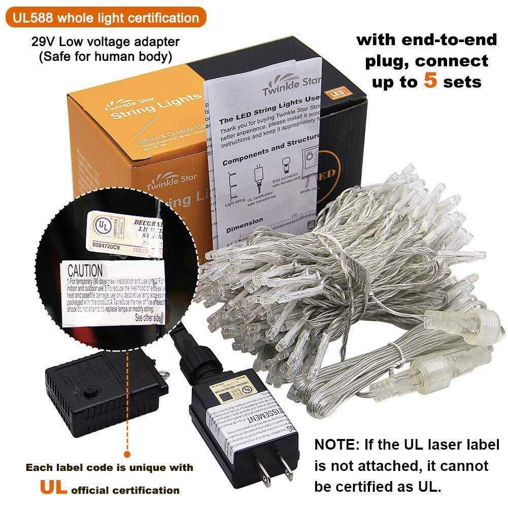 Twinkle Star LED String Lights Plug in String Lights 8 Modes Waterproof for Indoor Outdoor Christmas Tree Wedding Party Bedroom