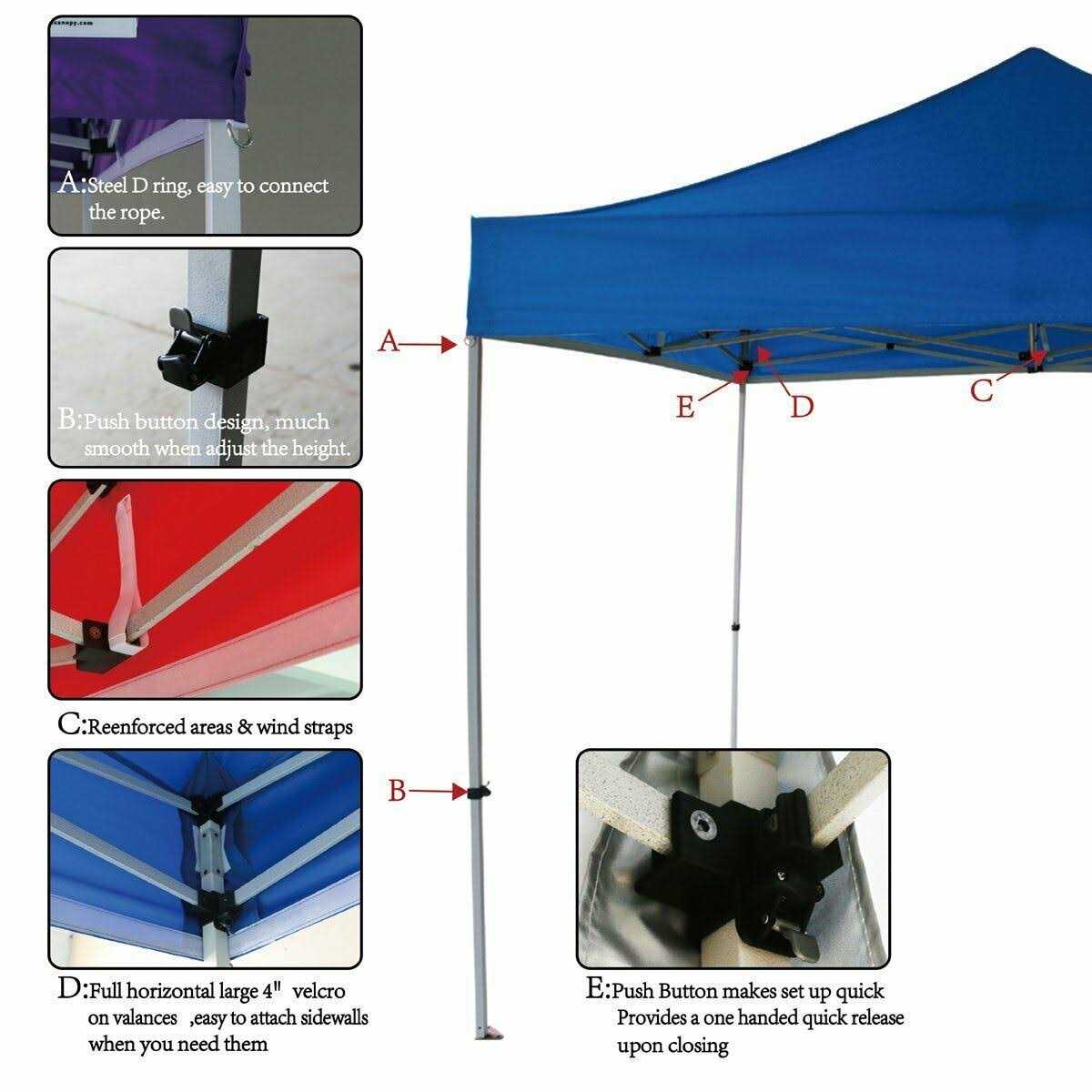 UNIQUECANOPY 10’x10′ Ez Pop Up Canopy Tent Commercial Instant Shelter with Heavy Duty Roller Bag