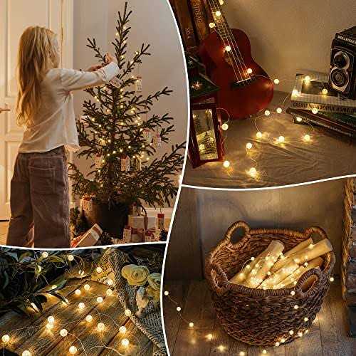 BEEWIN Globe String Lights for Bedroom,Crystal Crackle Ball Lights 10FT 30 LED USB Fairy Lights