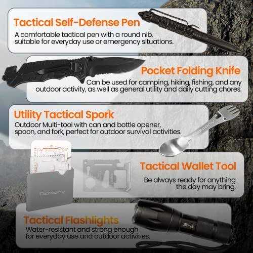Emergency Survival & First Aid Kit & Tourniquet Go Bag Survival Gears with Compass Flashlight Shovel Fire Starter