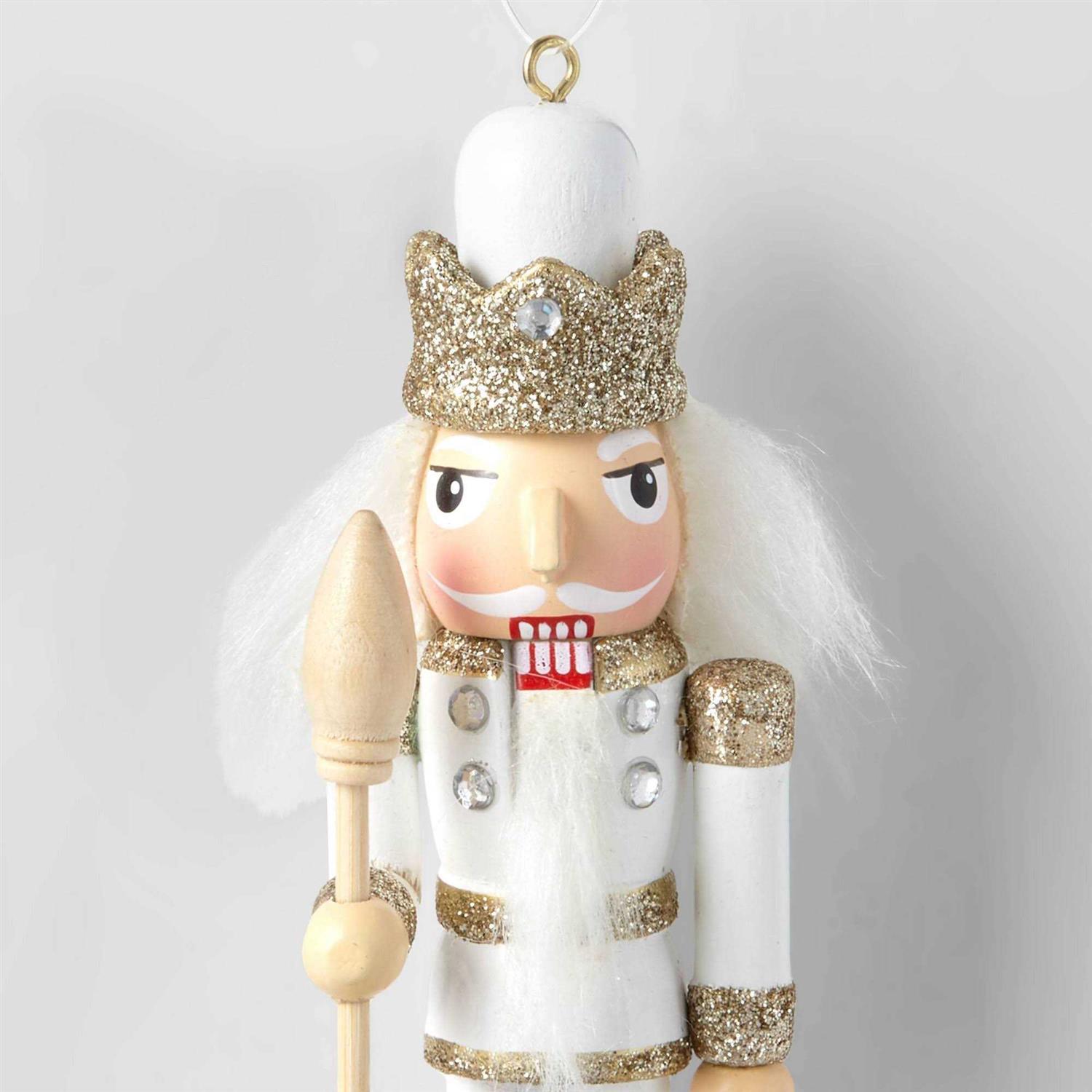 Wondershop Nutcracker Christmas Tree Ornament White/Gold