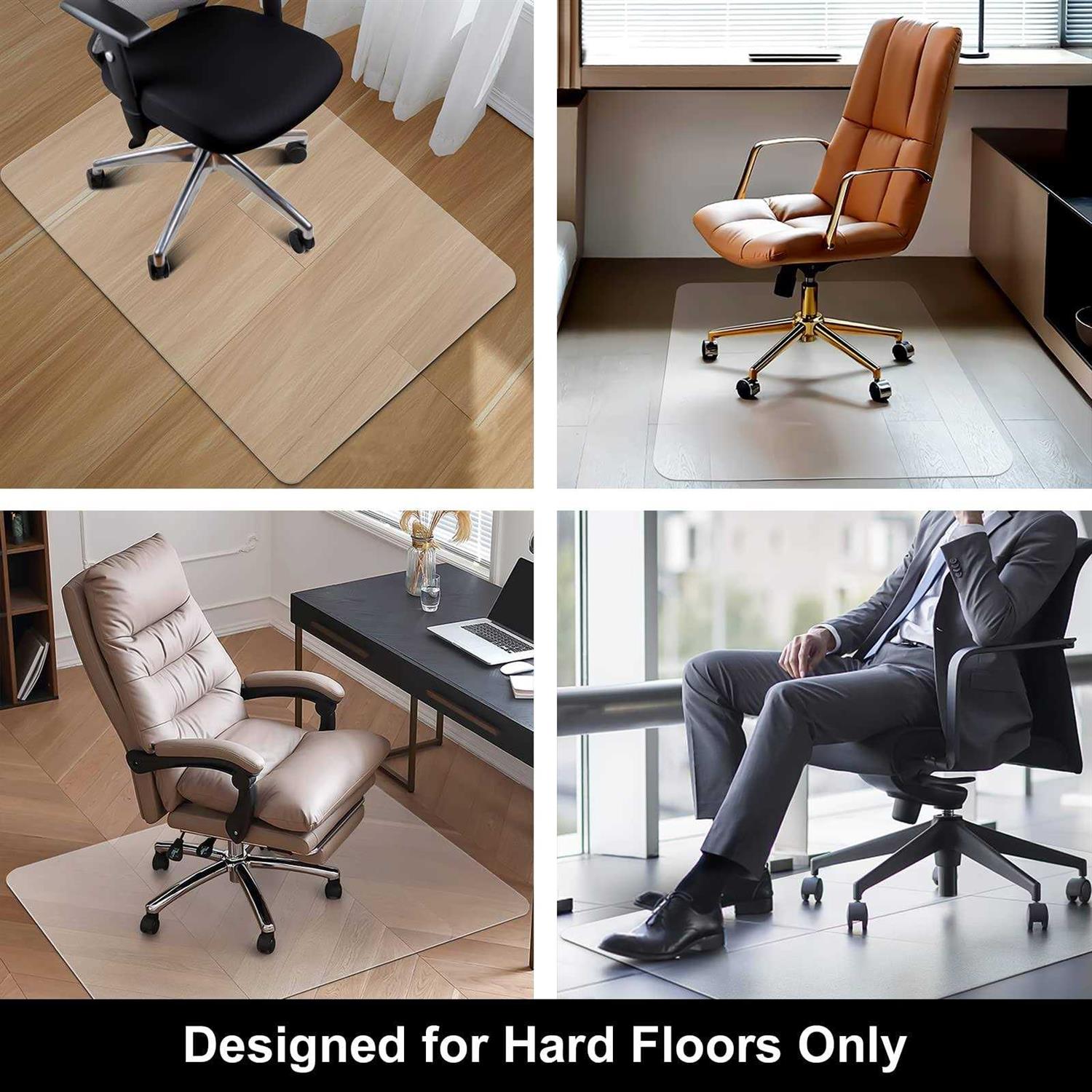 Kuyal Office Chair Mat for Hardwood Floor 30&” x 48&” Rectangle Transparent Desk Thick Durable Chair Mat for Rolling Chairs