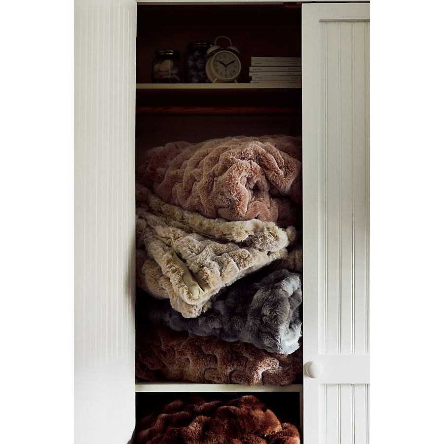 Anthropologie Luxe Faux Fur Throw Blanket