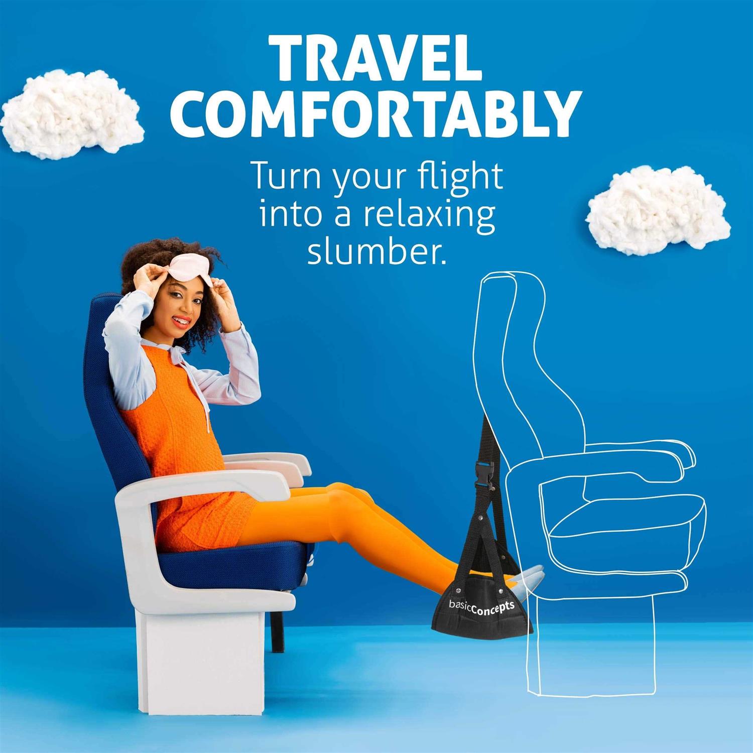 Basic Concepts Airplane Foot Hammock Perfect Airplane Footrest to Relax Your Feet