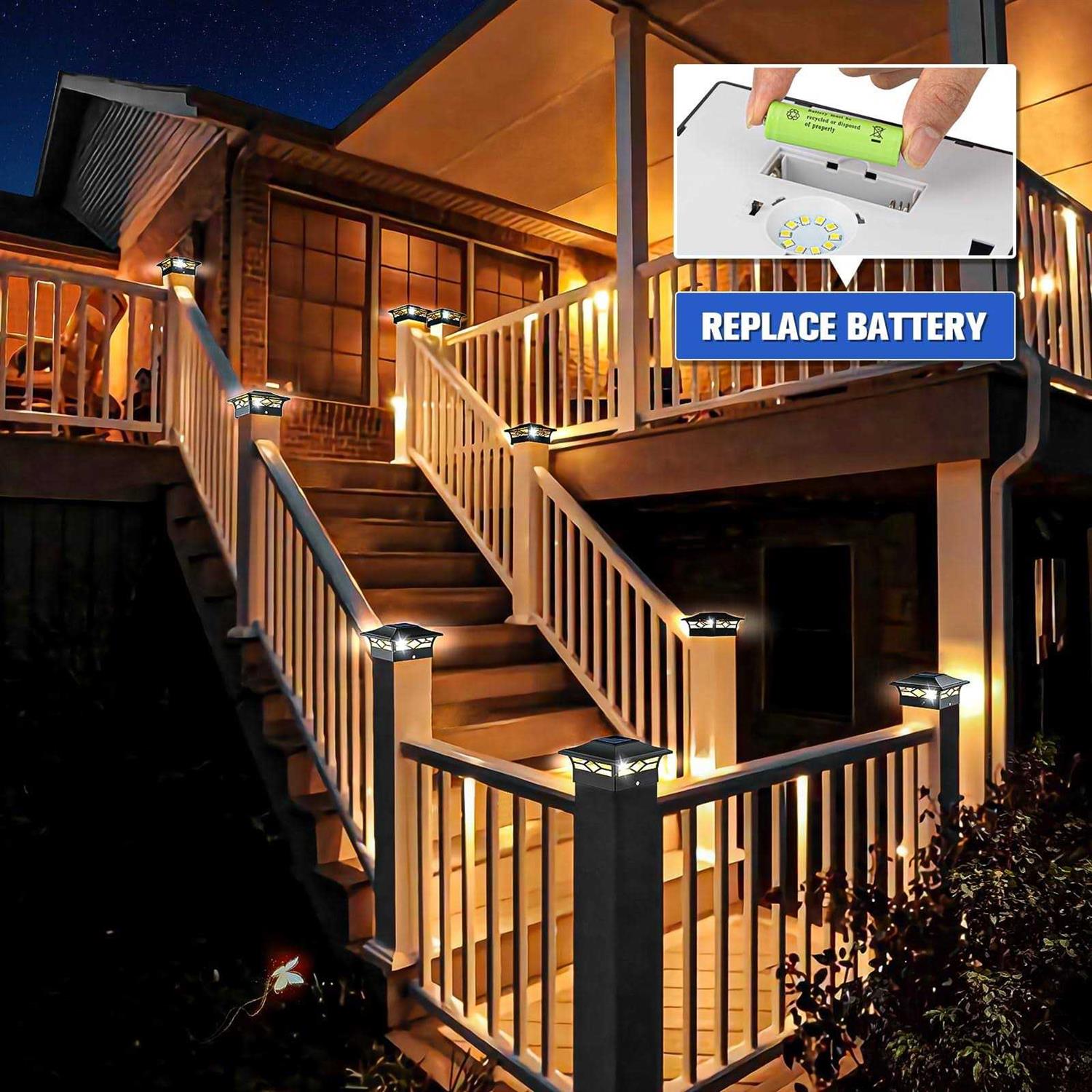 VOLISUN Solar Post Cap Lights Outdoor Post Light for White/Black 4×4 Vinyl Fence Deck