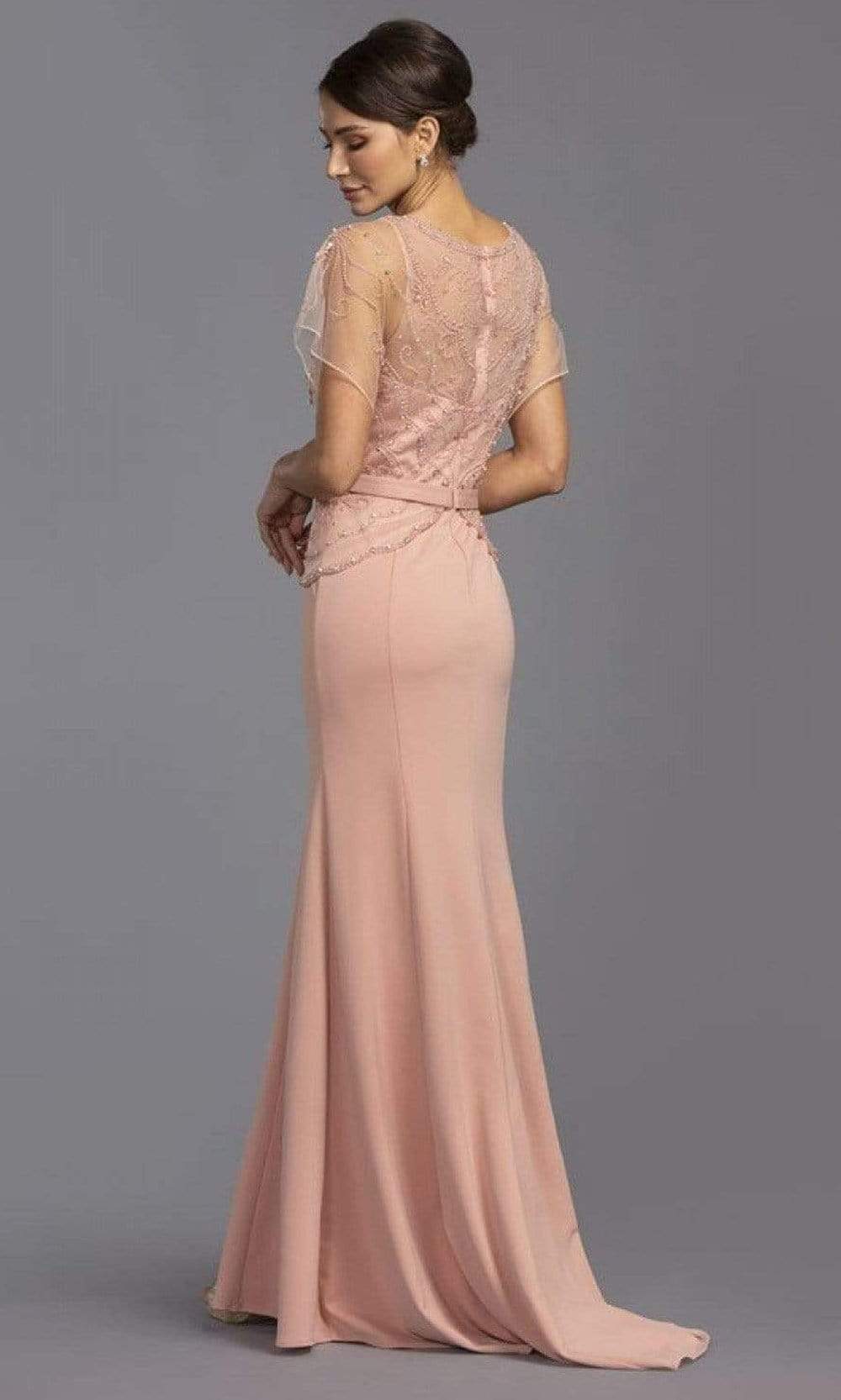 M2136 Modest Pearl Embellished Sheath Dress