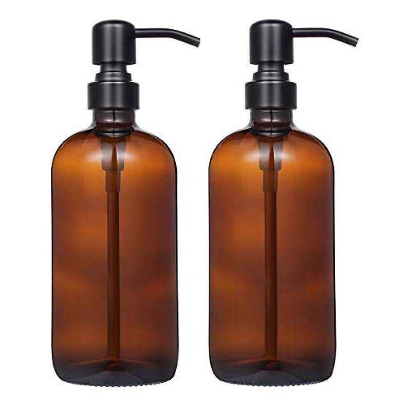 2 Pack Thick Glass Pint Jar Soap Dispenser Stainless Steel Pump