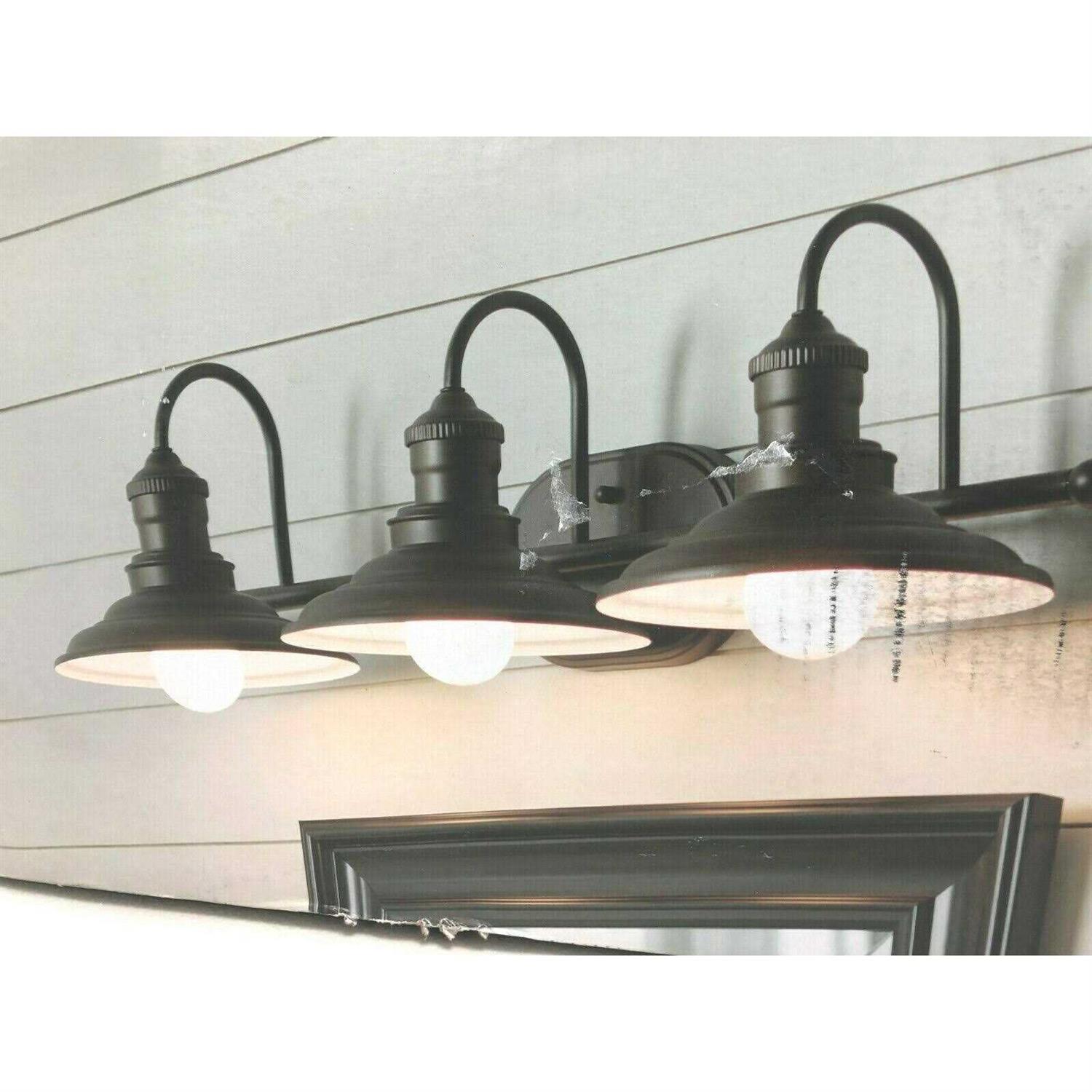 allen + roth Hainsbrook 26.12-in 3-Light Antique Bronze Coastal Vanity Light KDM1393A
