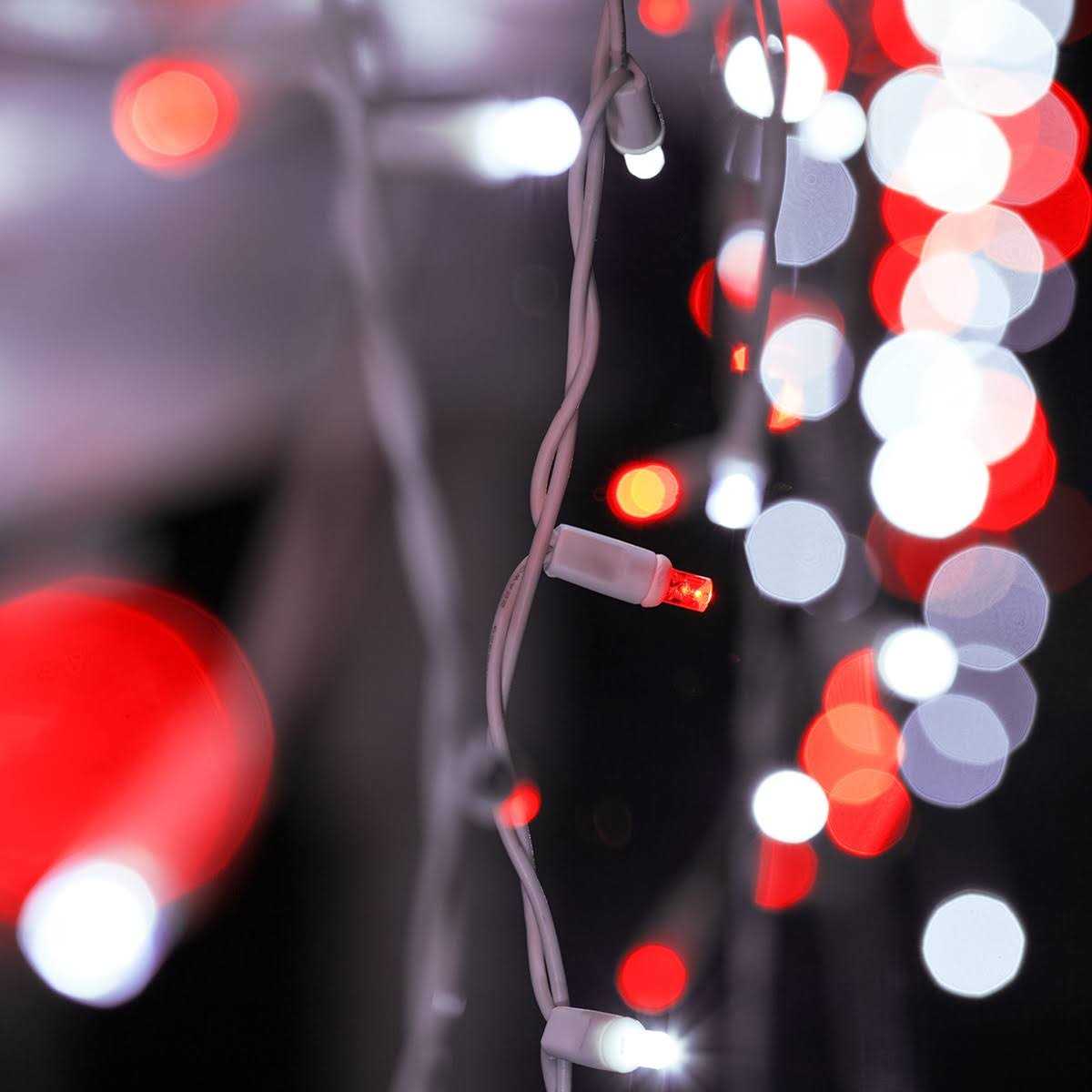 70 5mm Red Cool White LED Icicle Lights