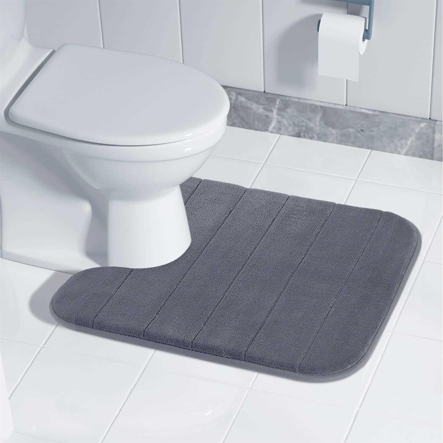 Yimobra Toilet Bath Mat U-Shaped Contour Bathroom Soft and Comfortable
