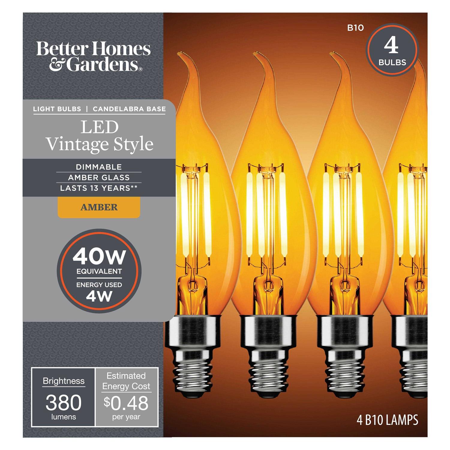 Better Homes & Gardens B10 Vintage Amber LED Light Bulb