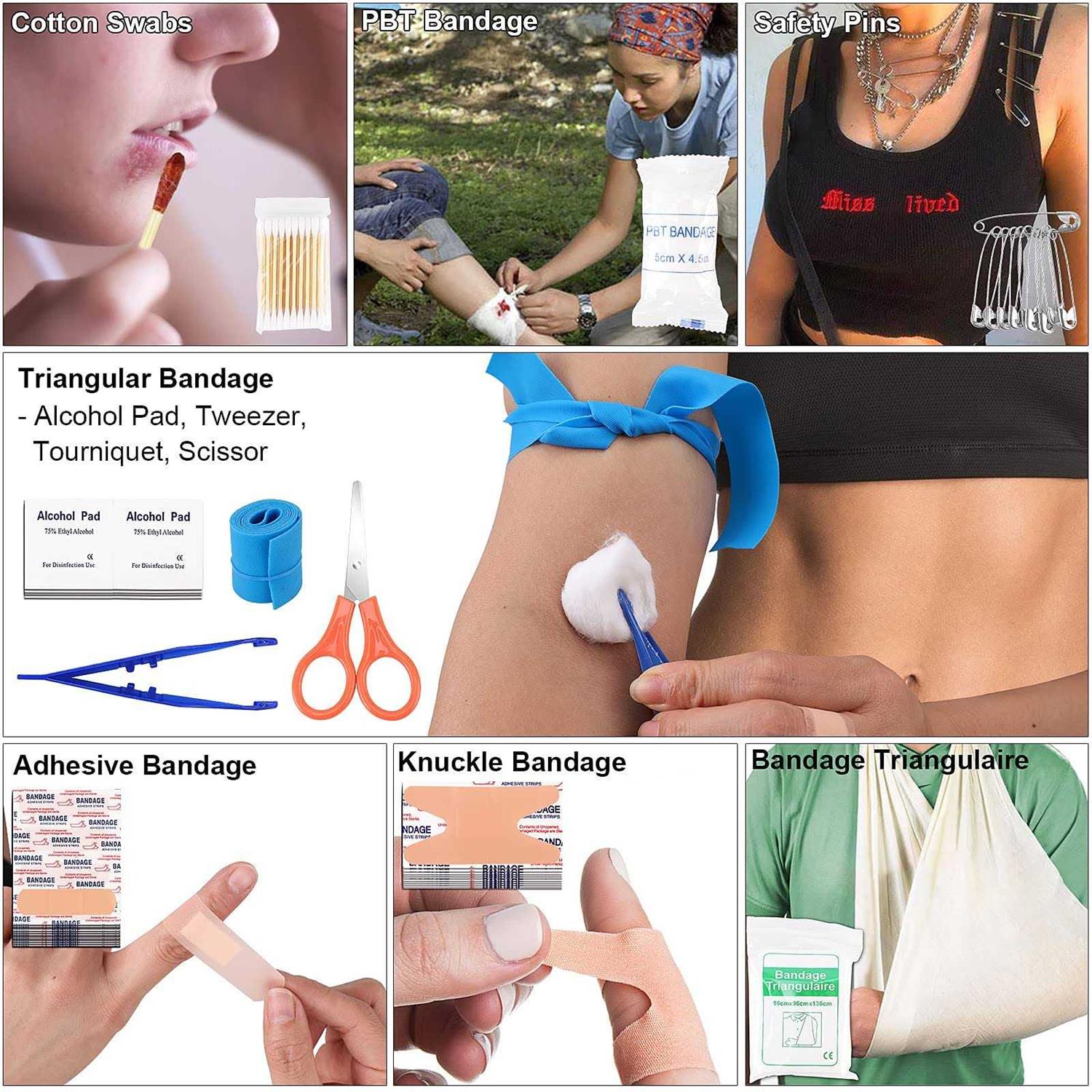 Emergency Survival Kit First Aid Kit 121Pcs Tactical Gear Camping Gear Emergency Supplies with MOLLE Pouch