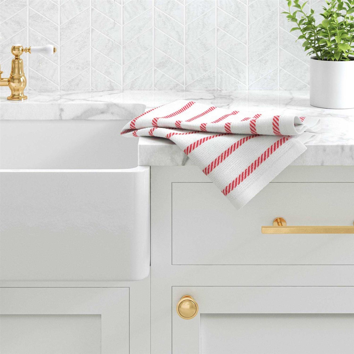 Wondershop Christmas Striped Kitchen Towel Red
