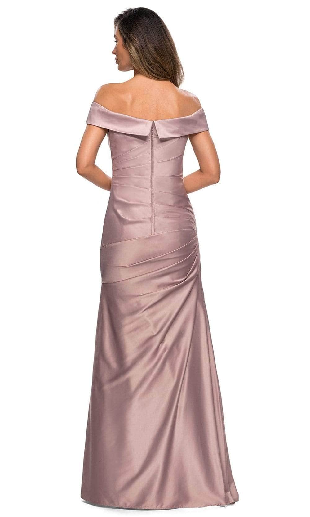 Off Shoulder Draped Satin Gown 28103SC