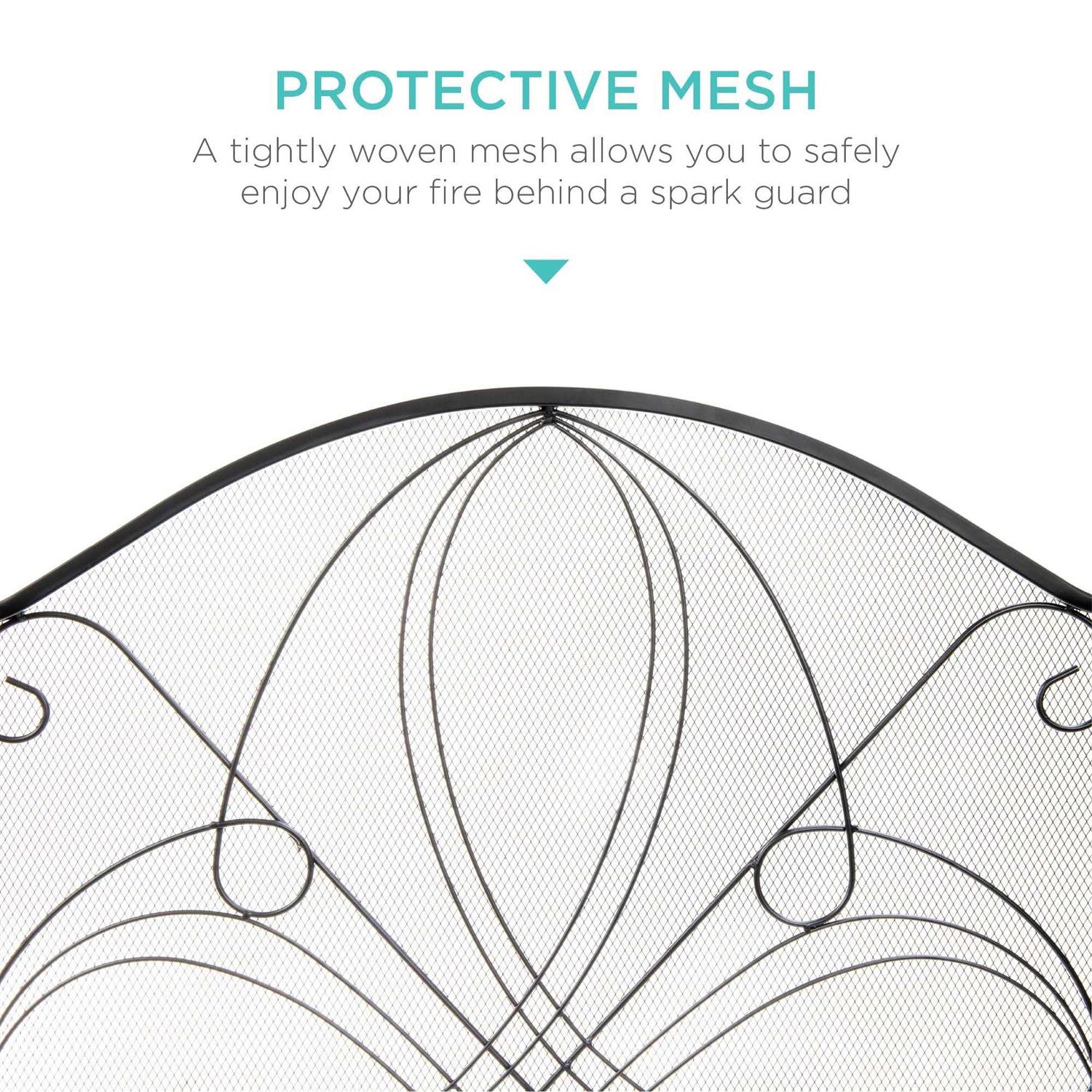 Best Choice Products 3-Panel 55x33in Wrought Iron Fireplace Safety Screen Decorative Scroll Spark Guard Cover