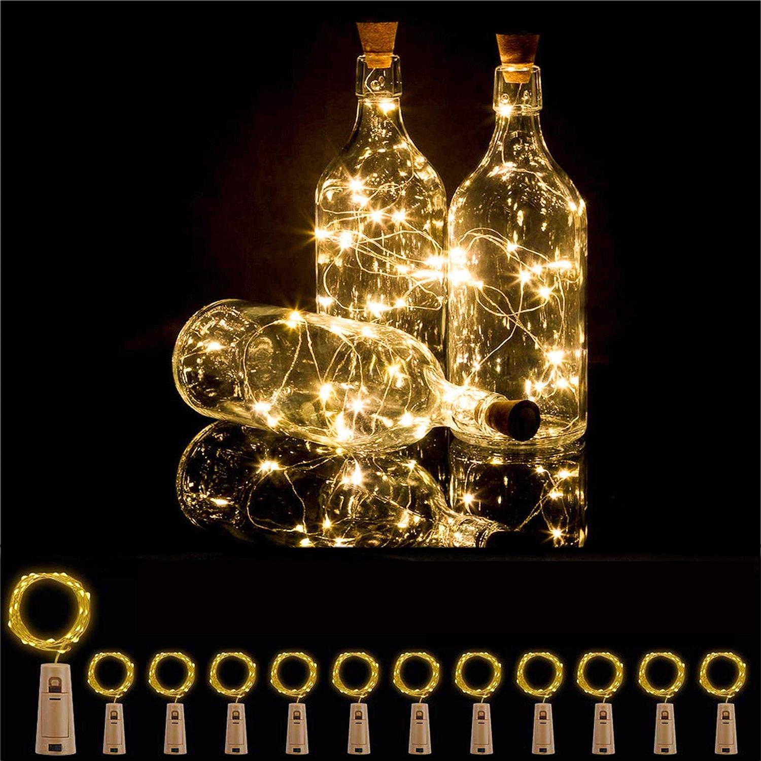 Bottle Lights 12 Pack 20 Leds Cork Lights for Wine Bottles Battery Powered Fairy Mini String Lights for Diy Jar Lighting Indoor Bedroom