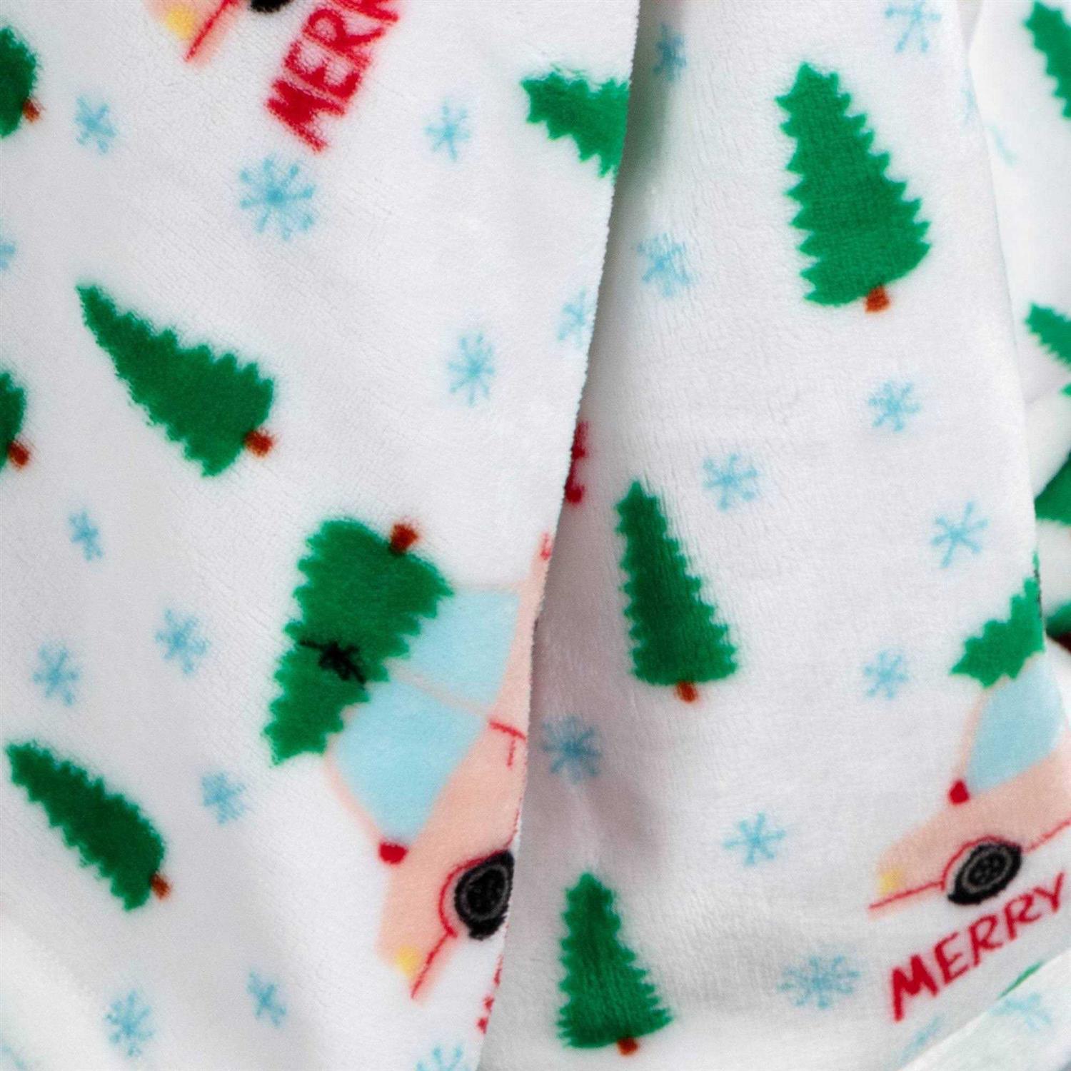 Wondershop Merry and Bright Car Plush Christmas Throw Blanket White