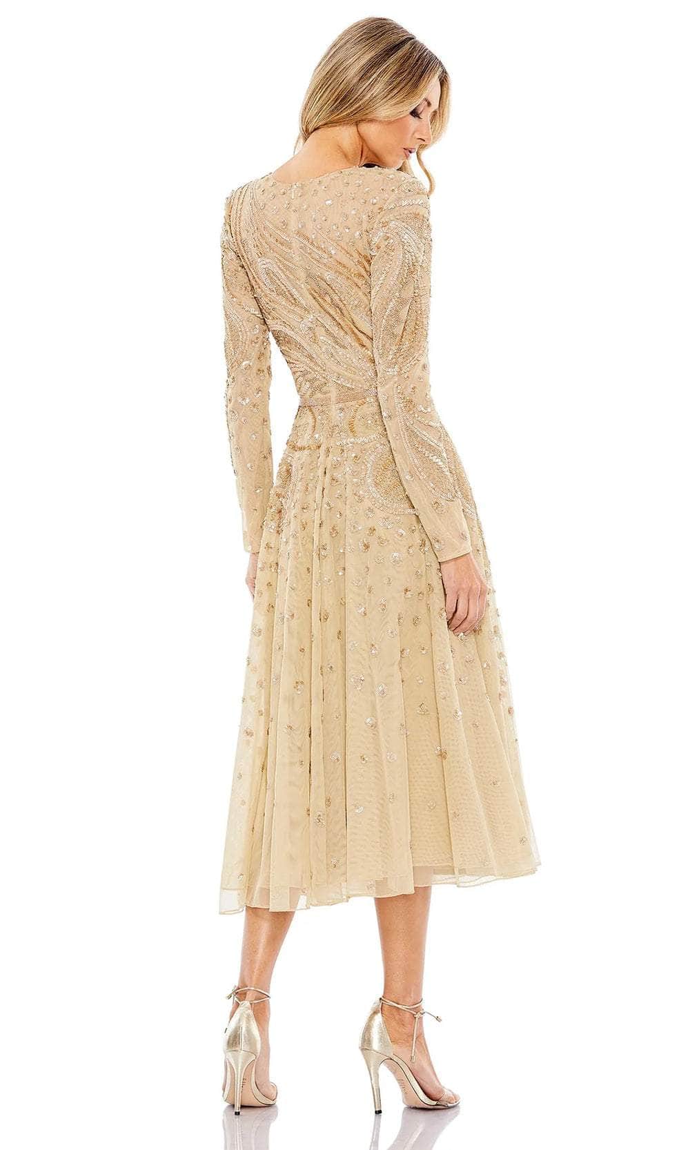 Long Sleeve Embellished Cocktail Dress