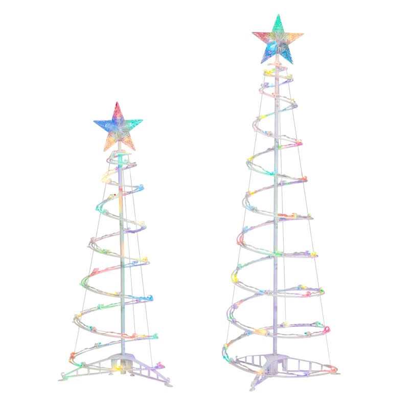 At Home 2-Count Pre-Lit Led Spiral Tree with Multi-Light Random Twinkle
