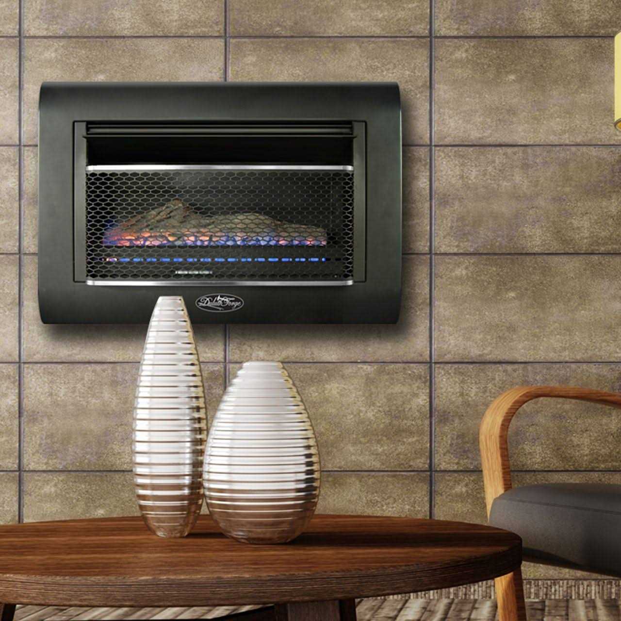 Duluth Forge 26,000 BTU Dual-Fuel Ventless Linear Wall Gas Fireplace with Log DF300L