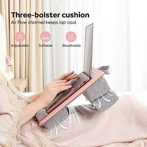 Adjustable Laptop Lap Desk Lap Desk with Cushion Storage Function Anti-Slip Wrist Rest for Home Office Adults Students