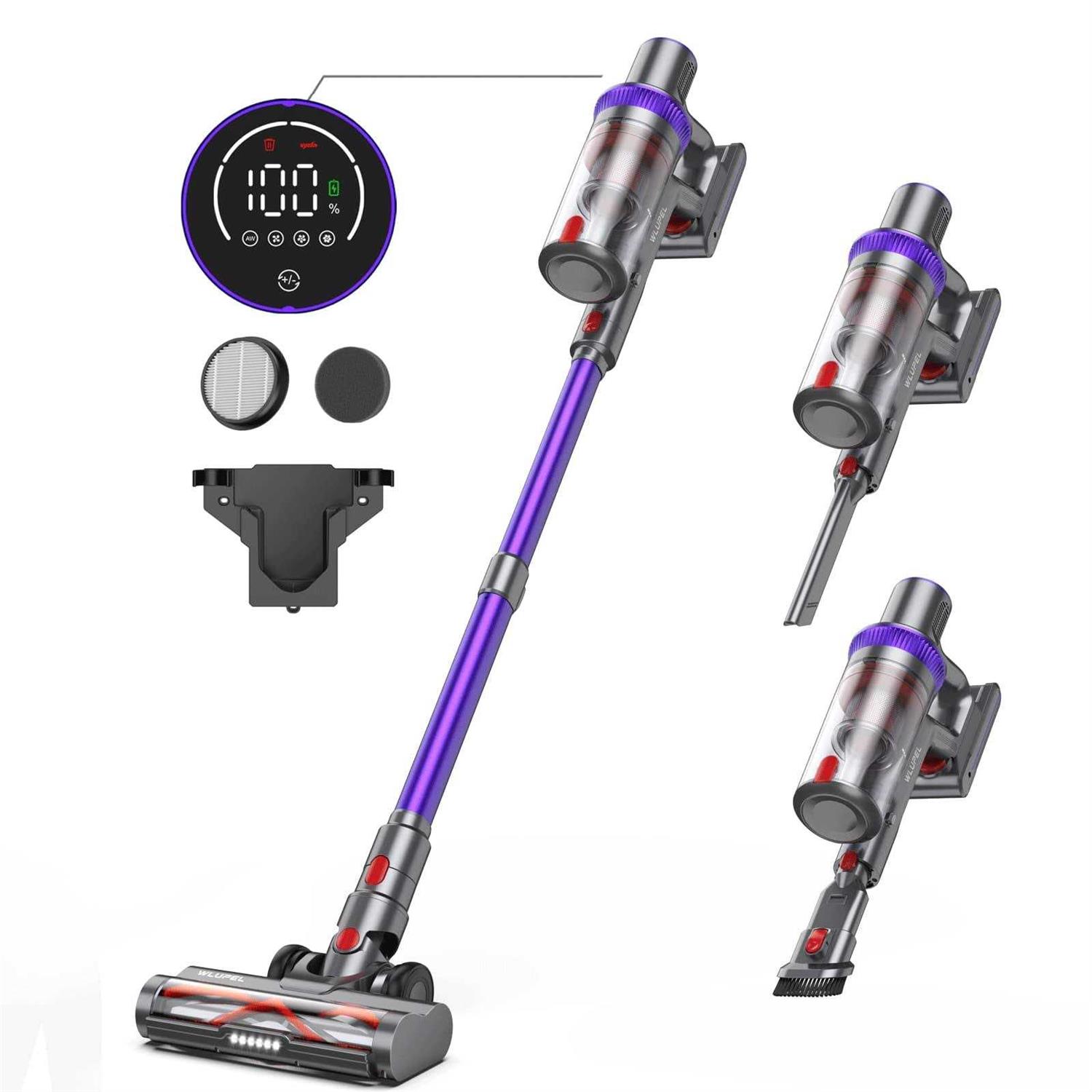 wlupel cordless vacuum cleaner 33kpa stick vacuum cleaner 450W handheld vacuum with led touch screen