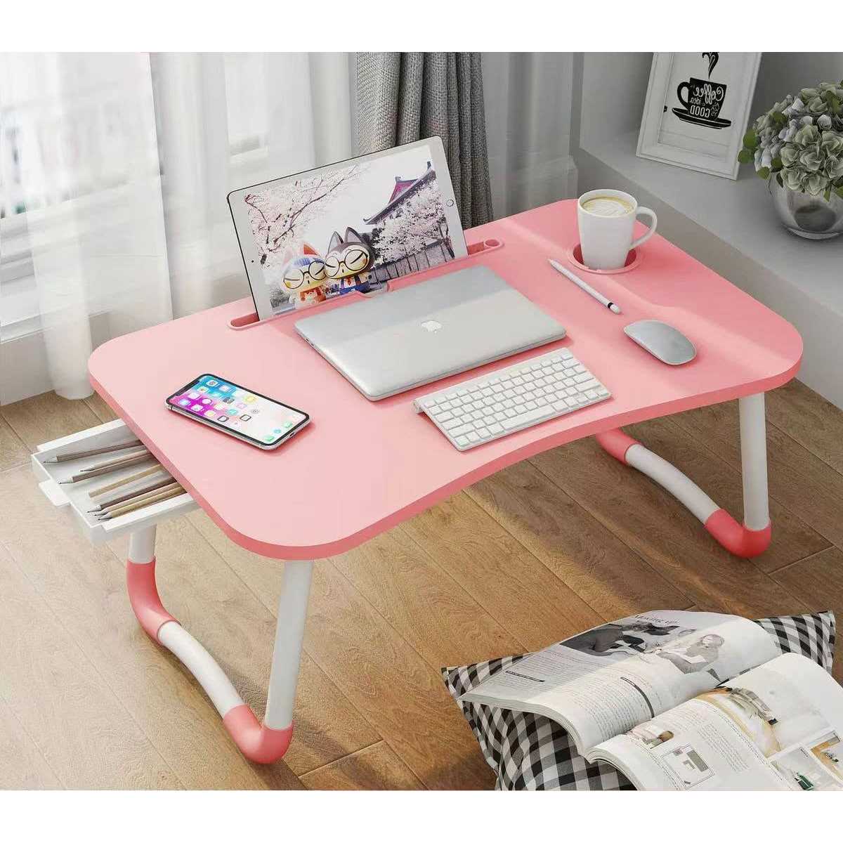 Laptop Bed Table Foldable Laptop Desk Bed Tray with Storage Drawer