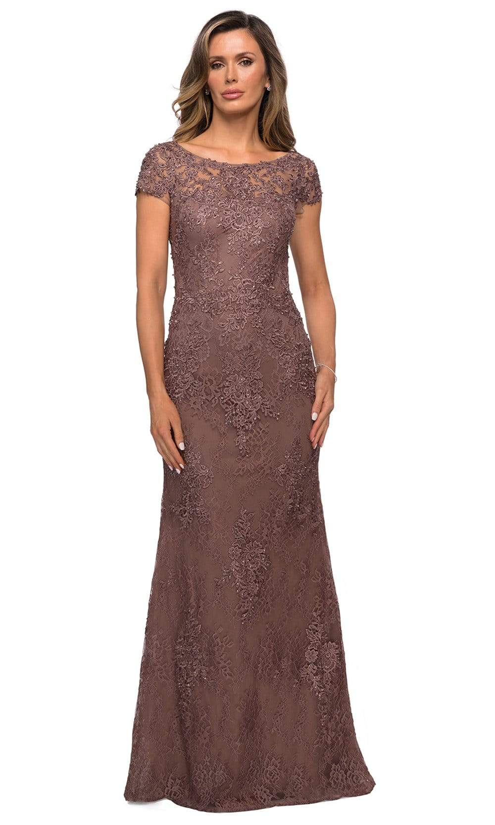 27856 Lace Bateau Mother of the Bride Sheath Dress