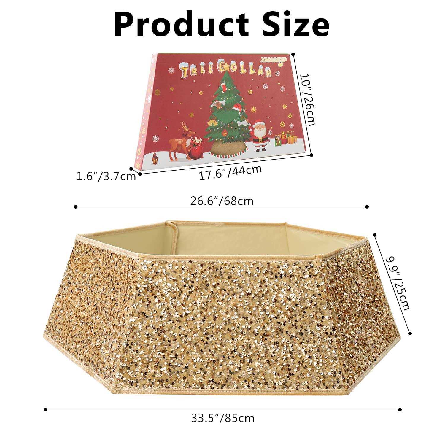 XmasExp Christmas Tree Collar Sequin Tree Skirt for Christmas Holiday Home Decor Xmas Tree Ring Stand Base Cover