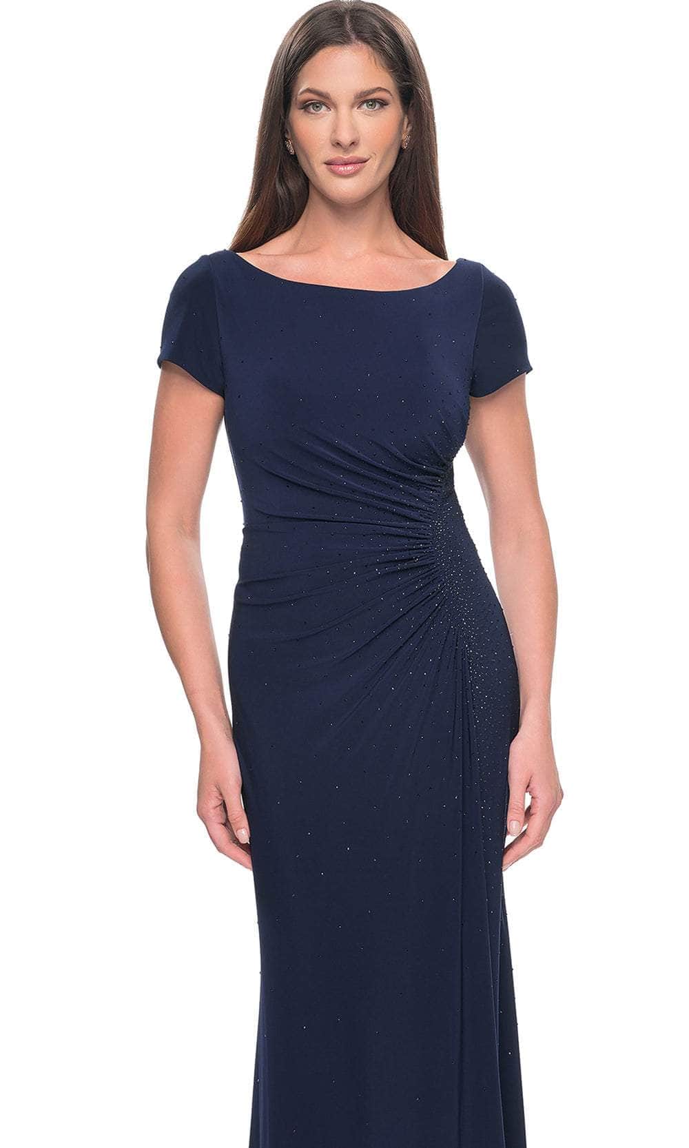 Short Sleeve Draped Evening Dress