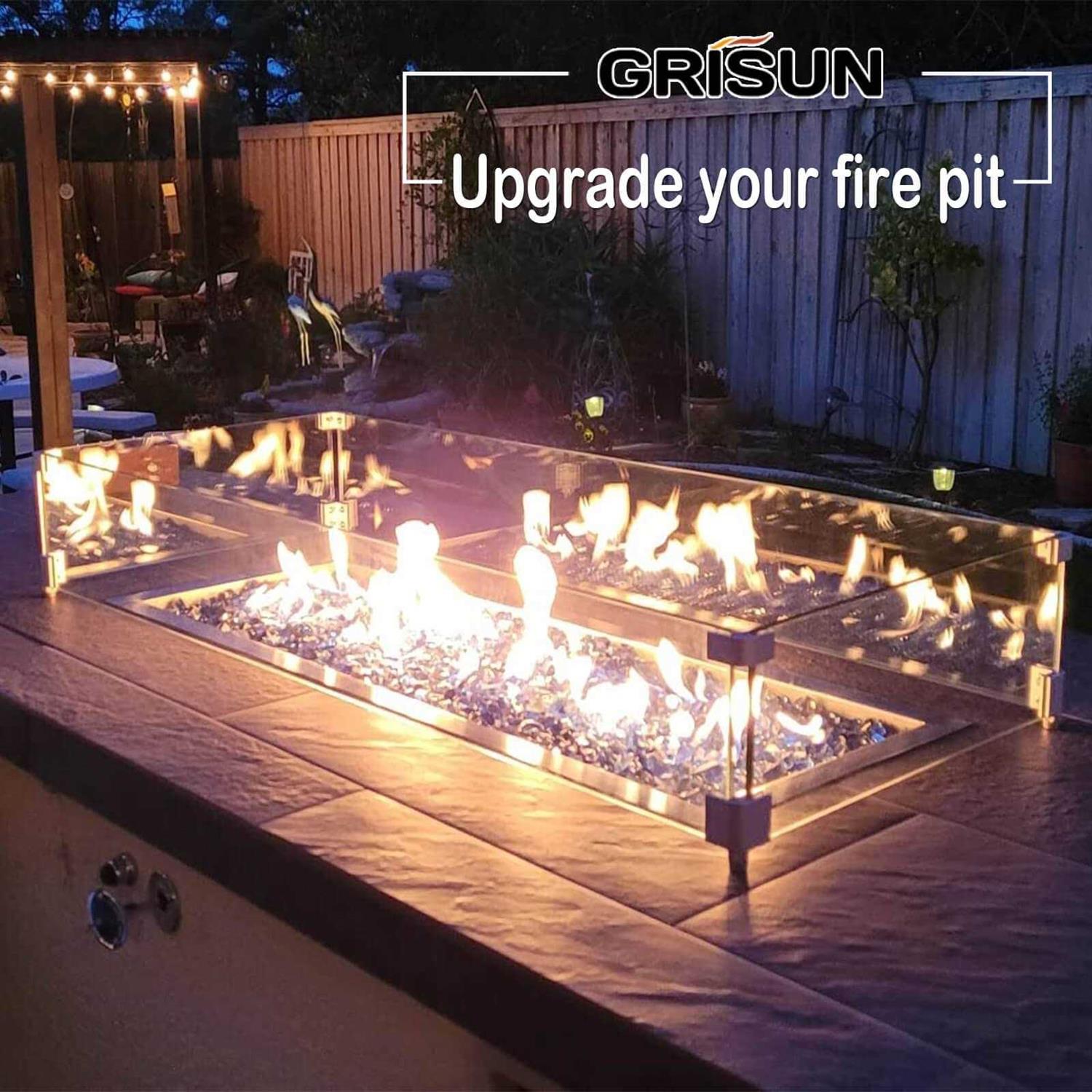 GRISUN Drop-in Fire Pit Kit H-Shape Burner with Pan
