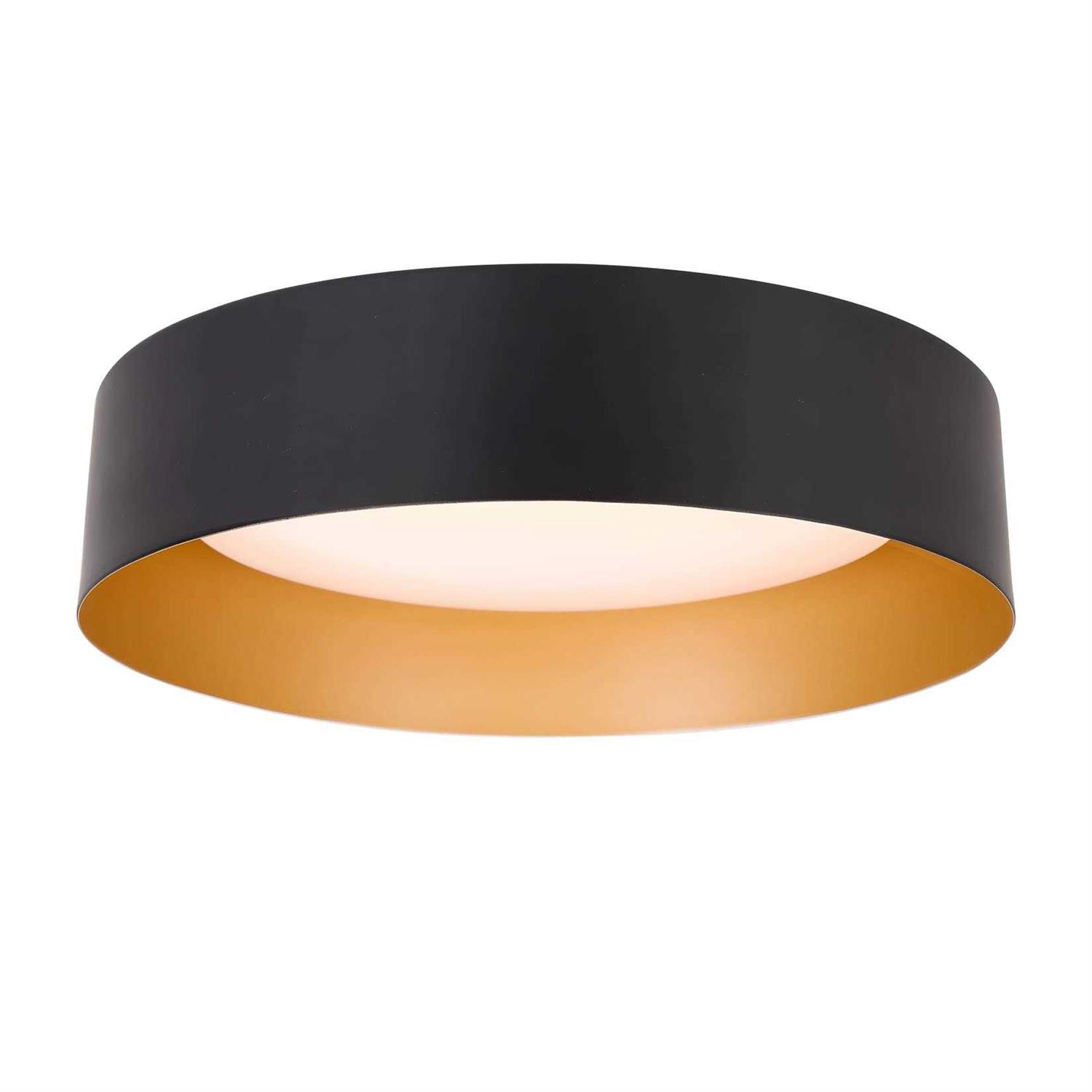 Bargeni Flush Mount Ceiling Light,12.5 inch LED Ceiling Light Fixture,Matte Black with Gold Inside,3000K/Warm White/18W