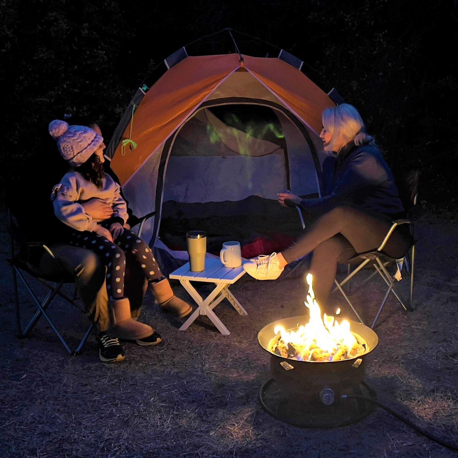 Flame King Portable Propane Outdoor Gas Fire Pit W/ Cover & Carry Kit 19-Inch 58,000 BTU